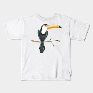 Watercolor tropical toucan design Kids T-Shirt